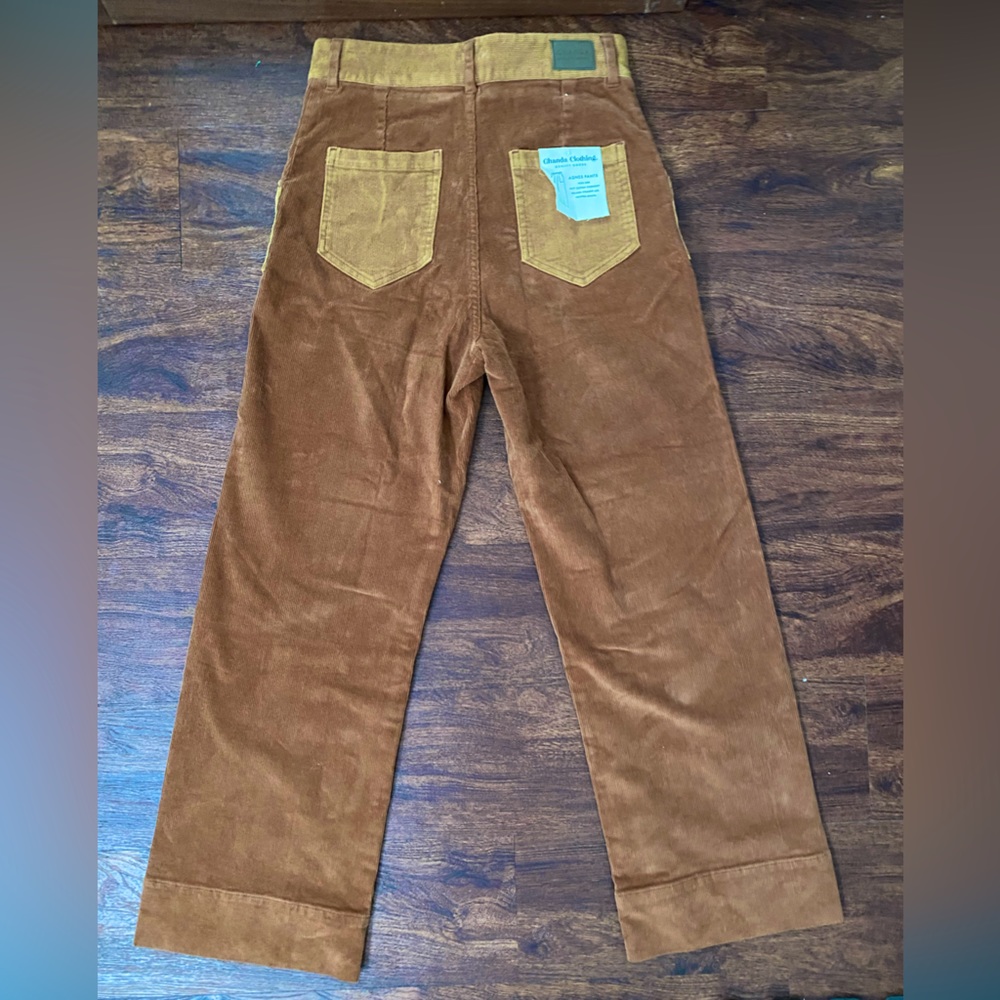 Corduroy High-Waist Patch Front Pants - Brown - Picture 11 of 13